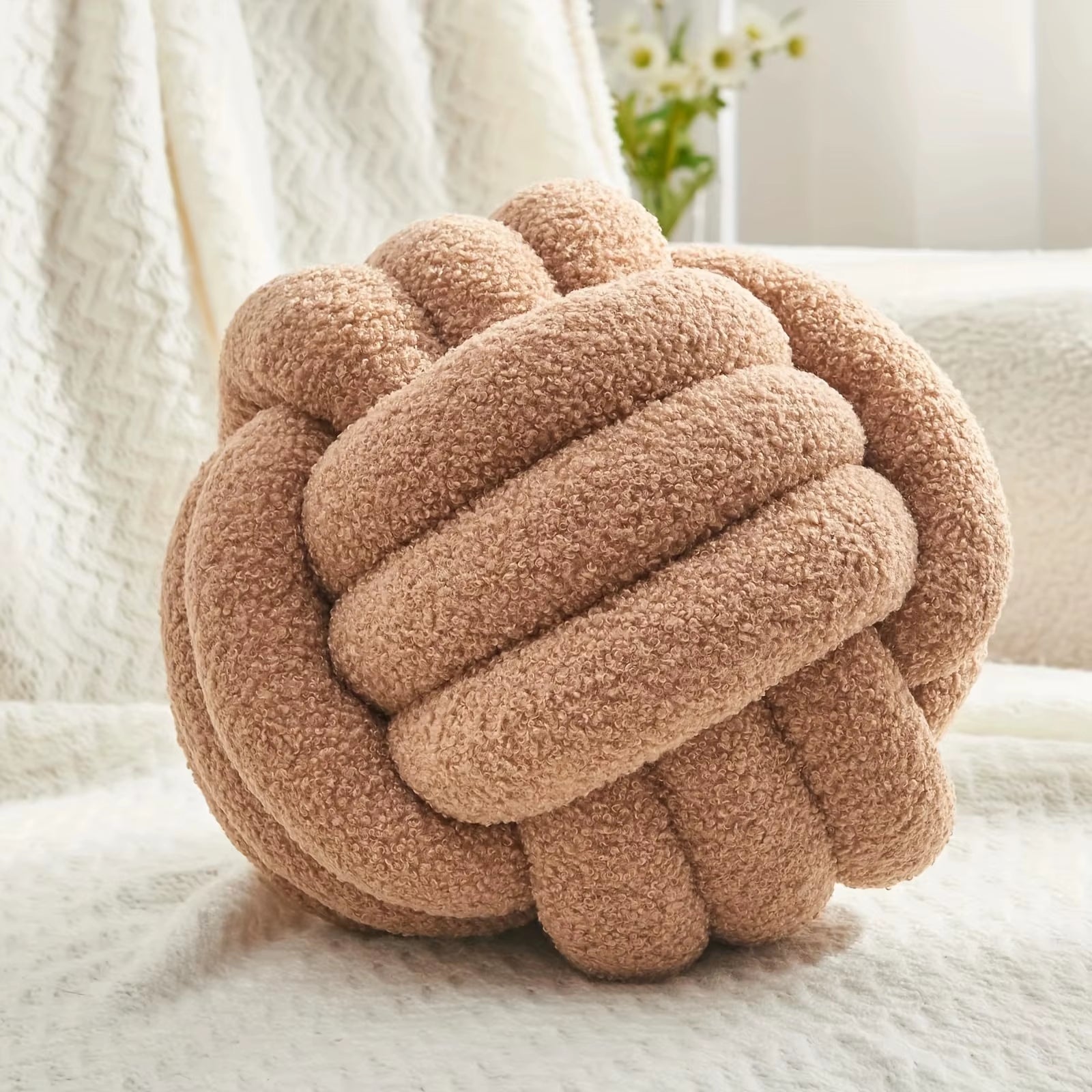  Knotted Yarn Ball Throw Pillow 