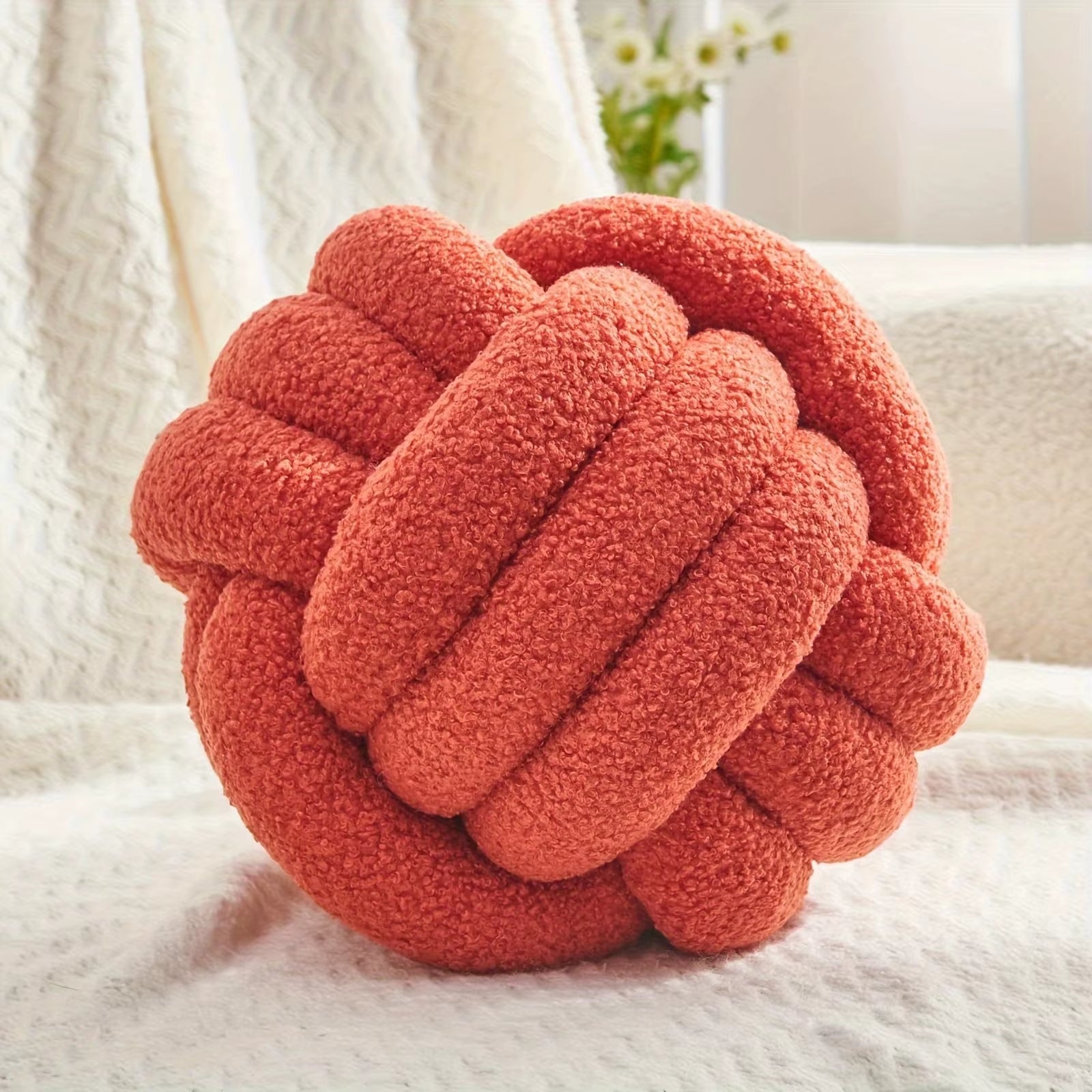  Knotted Yarn Ball Throw Pillow 