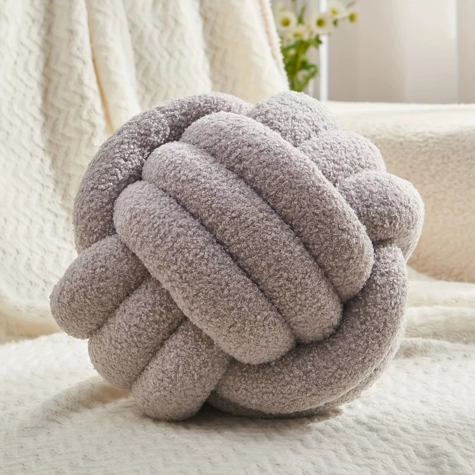  Knotted Yarn Ball Throw Pillow 